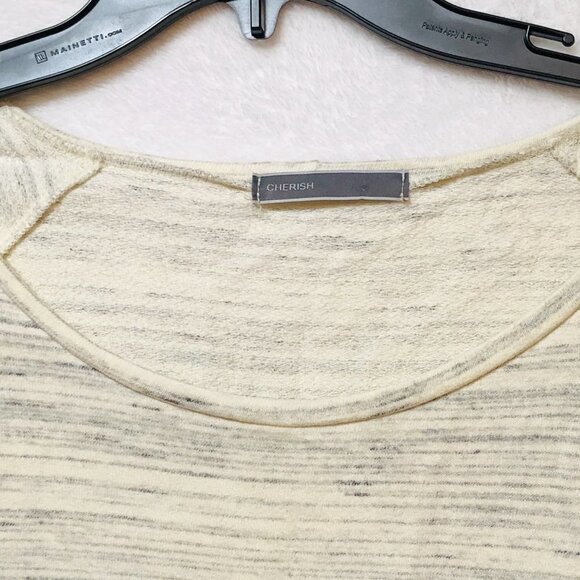 Cherish Cream & Gray Striped Half Sleeve Shirt Size Small - Picture 3 of 7